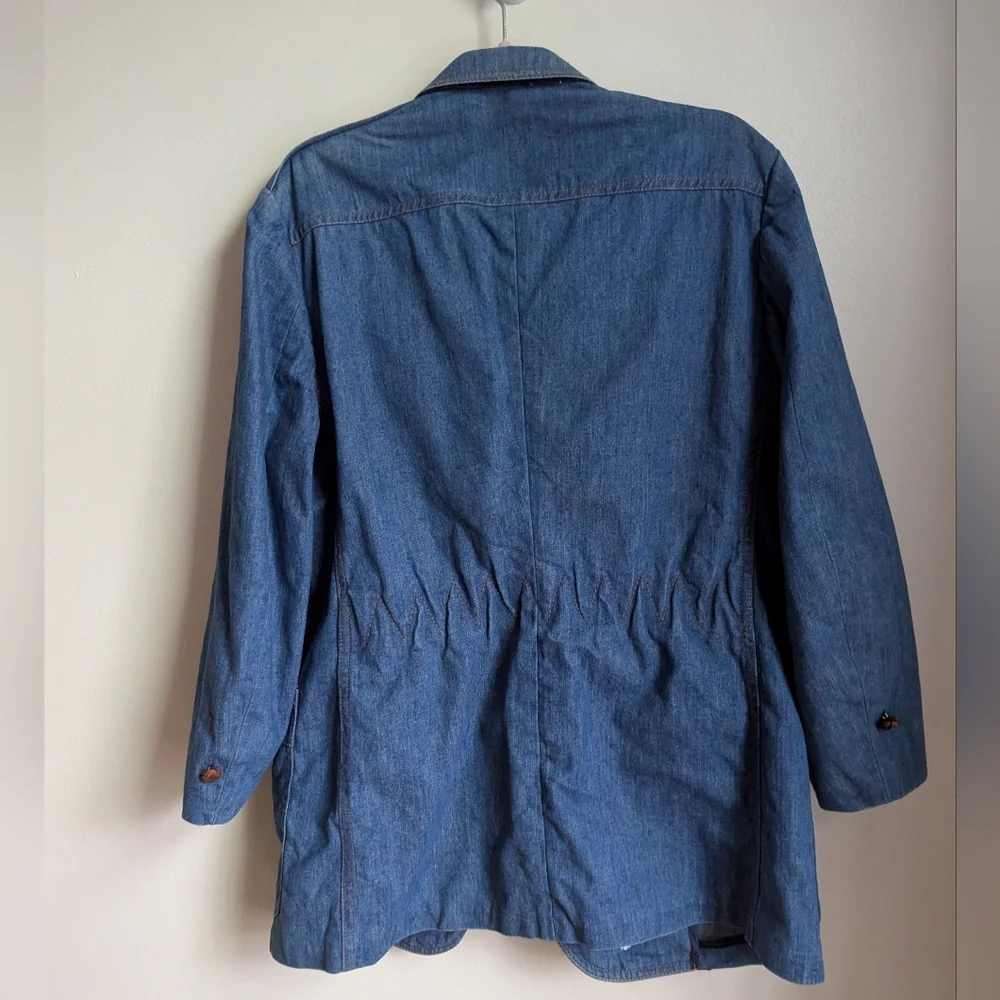 VINTAGE LEE Retro Light Wash Cotton Minimalist Simple Breasted Blazer Size Large - Picture 16 of 16